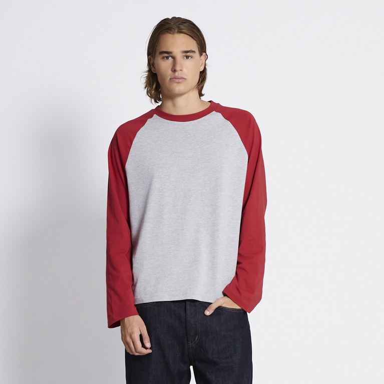 Long sleeve baseball tee "Franklin" Red